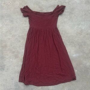 Roxy square scoop neck babydoll short sleeve mini dress red sundress casual